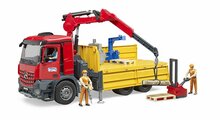 Bruder Mb Arocs Constructie Vrachtwagen Met Kraan, Pallet Vorken, Grijper En 2 Pallets