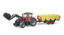 Bruder Tractor Case Ih Optum 300Cvx Met Voorlader En Balen-Transporttrailer