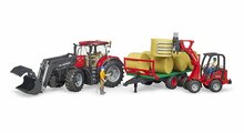 Bruder Tractor Case Ih Optum 300Cvx Met Voorlader En Balen-Transporttrailer