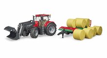 Bruder Tractor Case Ih Optum 300Cvx Met Voorlader En Balen-Transporttrailer