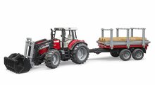 Bruder Massey Ferguson 7480 Met Voorlader En Houttransporter 1:16