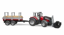 Bruder Massey Ferguson 7480 Met Voorlader En Houttransporter 1:16