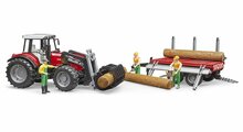 Bruder Massey Ferguson 7480 Met Voorlader En Houttransporter 1:16