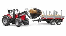 Bruder Massey Ferguson 7480 Met Voorlader En Houttransporter 1:16