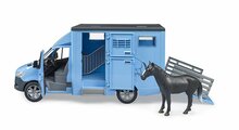 Bruder MB Sprinter Dieren Transport Blauw Met Paard