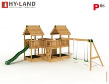 Hy-Land P6s Speeltoestel Grenenhout - Polyethyleen Glijbaan en Schommel