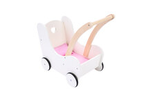 Poppen loopwagen roze/ wit