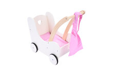 Poppen loopwagen roze/ wit