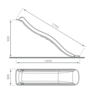 Glijbaan Tweeb met golf 175 cm - H900 Antraciet