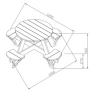 AXI UFO Picknicktafel Rond Bruin/wit
