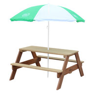 AXI Nick Picknicktafel Bruin - Parasol Groen/wit