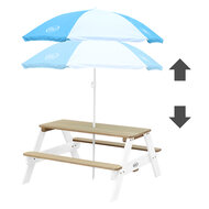 AXI Nick Picknicktafel Bruin/wit - Parasol Blauw/wit