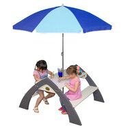 AXI Kylo XL Picknicktafel Grijs/wit - Parasol Blauw
