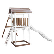 AXI Beach Tower Speeltoren met Dubbele Schommel Bruin/wit - Witte Glijbaan