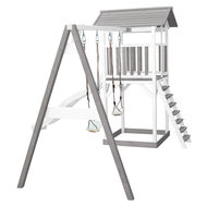 AXI Beach Tower Speeltoren met Dubbele Schommel Grijs/wit - Witte Glijbaan