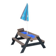 AXI Nick Zand &amp; Water Picknicktafel Antraciet/grijs - Parasol Grijs/blauw