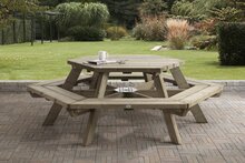 Houten Picknicktafel zeshoek, 225cm