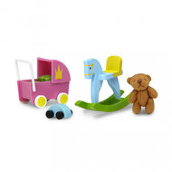 Lundby Smaland speelgoedset poppenhuis - wandelwagen, auto, hobbelpaard, beer