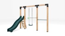 Houten schommel Douglas| Dommel 300 cm - Antraciet duikelstang + Donkergroen glijbaan
