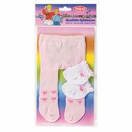 Poppenmaillot met Sokken - Roze, 35-46 cm