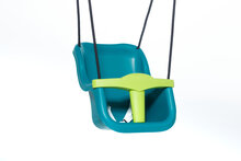 Babyzitje met T-bar en veiligheidsgordel - turquoise/limoengroen