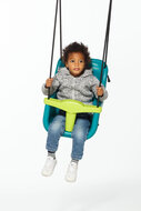 Babyzitje met T-bar en veiligheidsgordel - turquoise/limoengroen