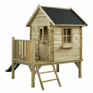 Houten Speelhuisje Camilla met antraciet glijbaan