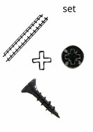 Flex Fence 220cm Draaibare Lamellen/shutter zwart + Spaanplaatschroeven 3,5x16 mm zwart PK PZ 200 stuks