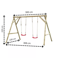 Houten schommel 308 cm breed met dubbele zitting - Swingkingg Eline