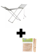 Elektrisch Verwarmd Droogrek + 24 Houten Wasknijpers &acirc;&euro;&ldquo; Complete Set