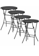 Set van 4 zwarte statafels (&Oslash;80 cm, 110 cm hoog) inclusief zwarte rokken