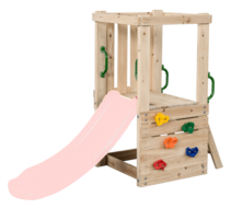Houten Speeltoestel Mari Small met pastelroze glijbaan