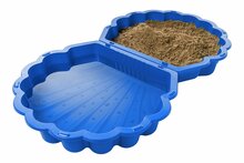 Schelp zandbak blauw met deksel - SwingKing voor zand en water