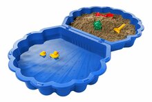 Schelp zandbak blauw met deksel - SwingKing voor zand en water