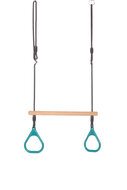 Houten ringtrapeze met kunststof ringen - Turquoise