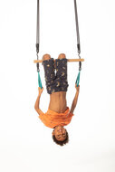 Houten ringtrapeze met kunststof ringen - Turquoise