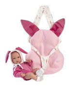 Llorens babypop 35cm met konijnendraagzak roze BIMBA