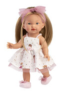Llorens babypop Valeria 28 cm met lang haar en roze jurk