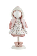 kledinset Llorens 38cm wit jurkje met roze vestje + coupichon