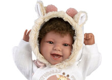 Babypop 44cm met geluid Llorens Tala, wit giraffe pakje