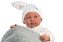 Llorens Tino babypop 44 cm met huil-functie, bed en accessoires