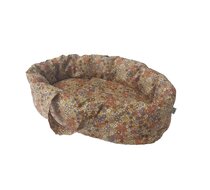 Poppendraagmand katoen little flowers ochre voor poppen tot 36 cm