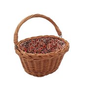 Rieten fietsmand met hengsel retro flowers - Hollie (25x13 cm)