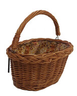 Rieten poppenfietsmand met hengsel Little Flowers (25x13 cm)
