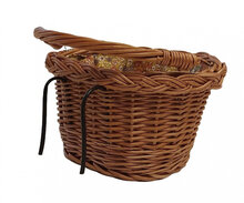 Rieten poppenfietsmand met hengsel Little Flowers (25x13 cm)