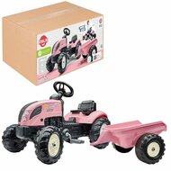 Falk Country Farmer Tractor Set Roze - Met Aanhanger - 2+ Jaar