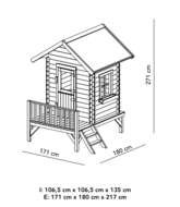 Houten Speelhuisje Camilla - Met Groene Glijbaan - Platform