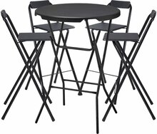Statafel Met 4 Barkrukken - Inklapbaar Zwart - Cocktailtafel Set