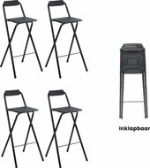 Statafel Met 4 Barkrukken - Inklapbaar Zwart - Cocktailtafel Set