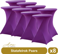 Statafelrok Paars 80 cm - Set van 8 - Stretch - Feest